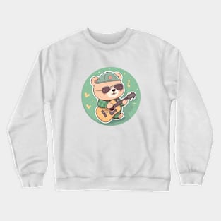 Cool Bear Playing Guitar Crewneck Sweatshirt